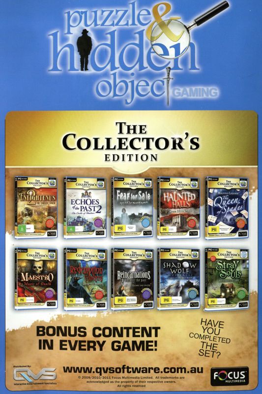 Advertisement for Mystery Trackers: Raincliff (Collector's Edition) (Windows) (Focus Multimedia release): Front