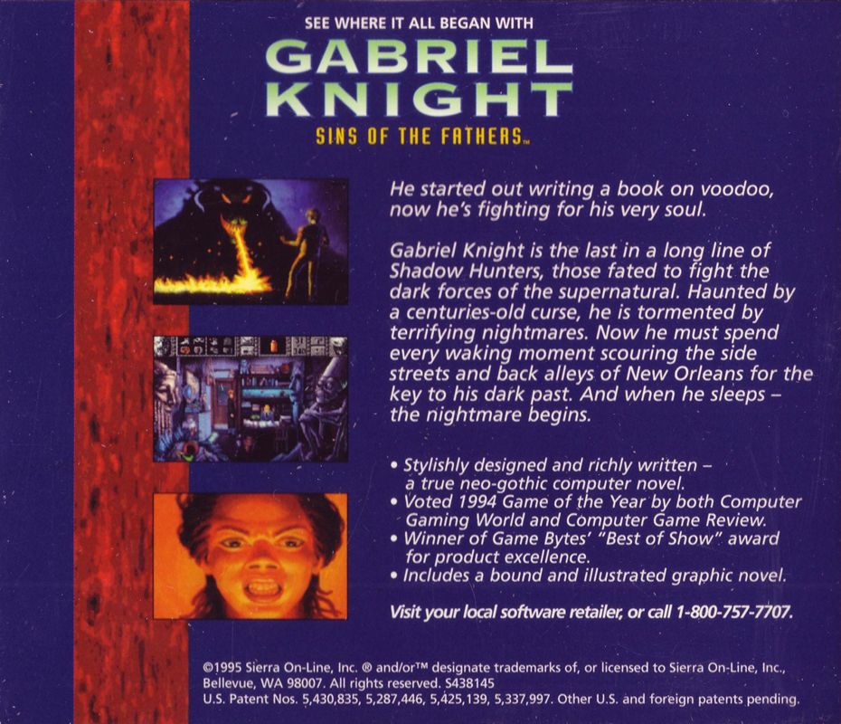 Other for The Beast Within: A Gabriel Knight Mystery (DOS and Windows and Windows 3.x) (Game of the Year release): Jewel Case - Back