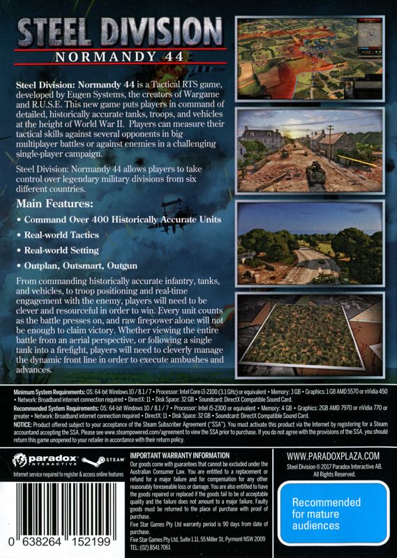 Back Cover for Steel Division: Normandy 44 (Windows)