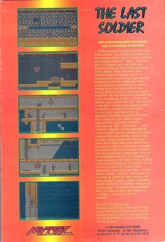 Back Cover for The Last Soldier (Amiga)
