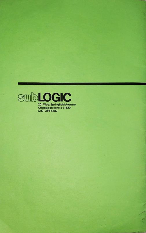 Manual for Flight Simulator (TRS-80) (First edition): Back cover