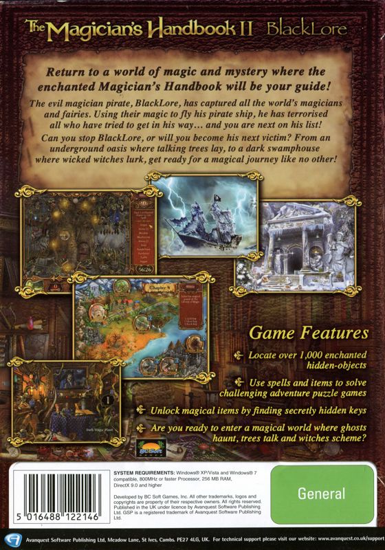 Back Cover for The Magician's Handbook II: BlackLore (Windows)