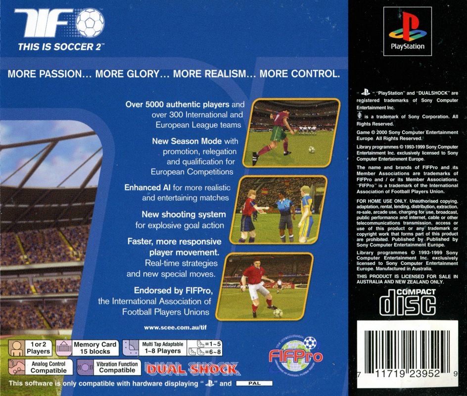 Back Cover for This Is Football 2 (PlayStation)