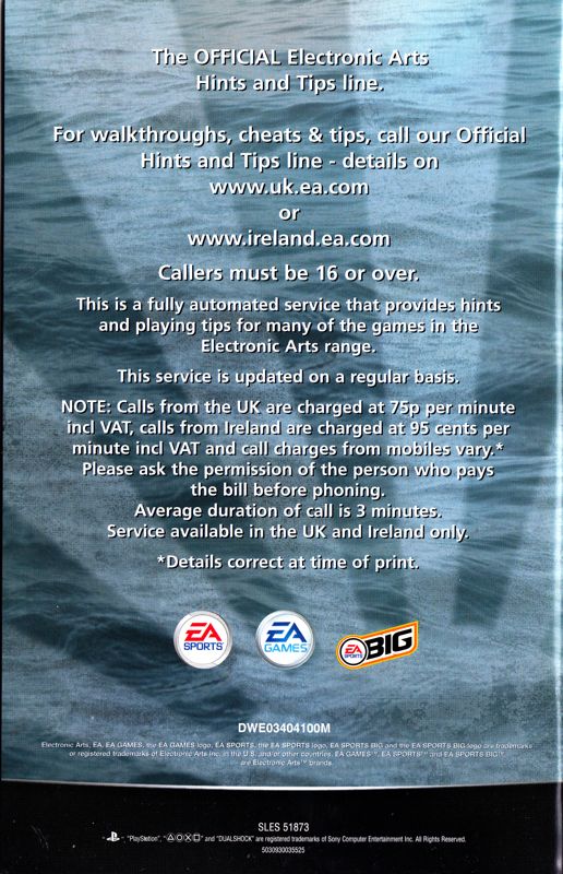 Manual for Medal of Honor: Rising Sun (PlayStation 2): Back