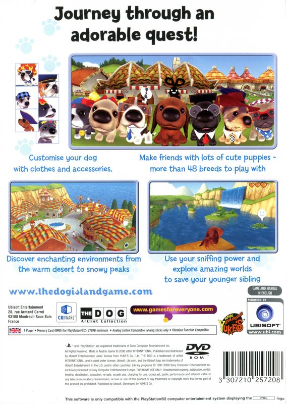 Back Cover for The Dog Island (PlayStation 2)