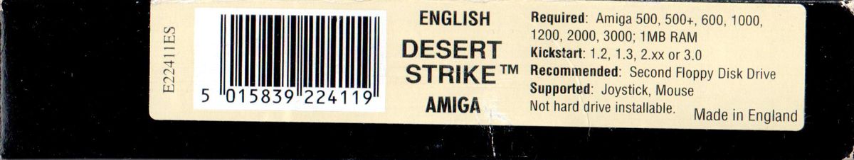 Spine/Sides for Desert Strike: Return to the Gulf (Amiga): Upper