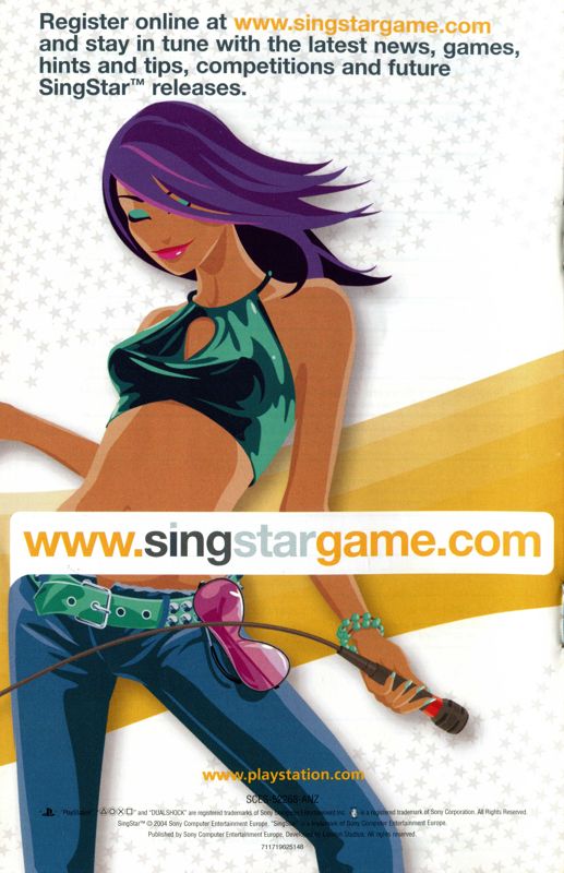 Manual for SingStar (PlayStation 2) (Alternate release): Back