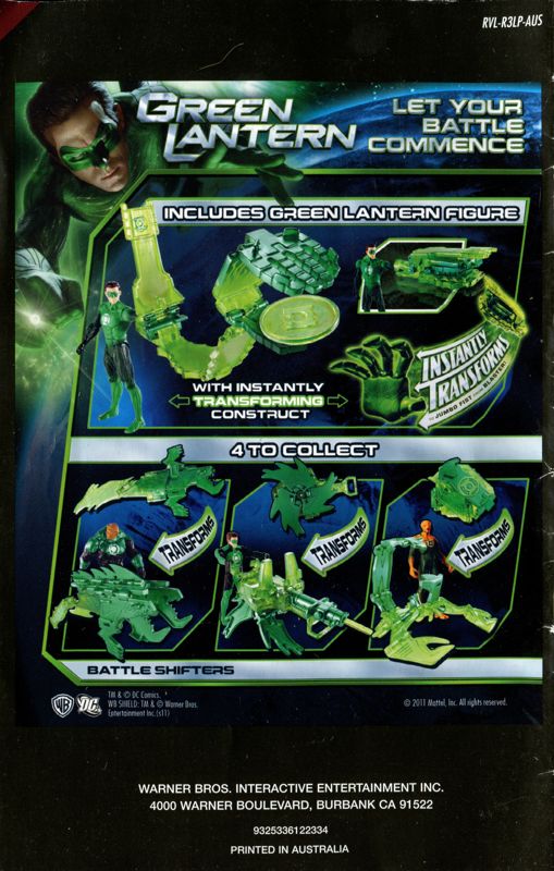 Manual for Green Lantern: Rise of the Manhunters (Wii): Back