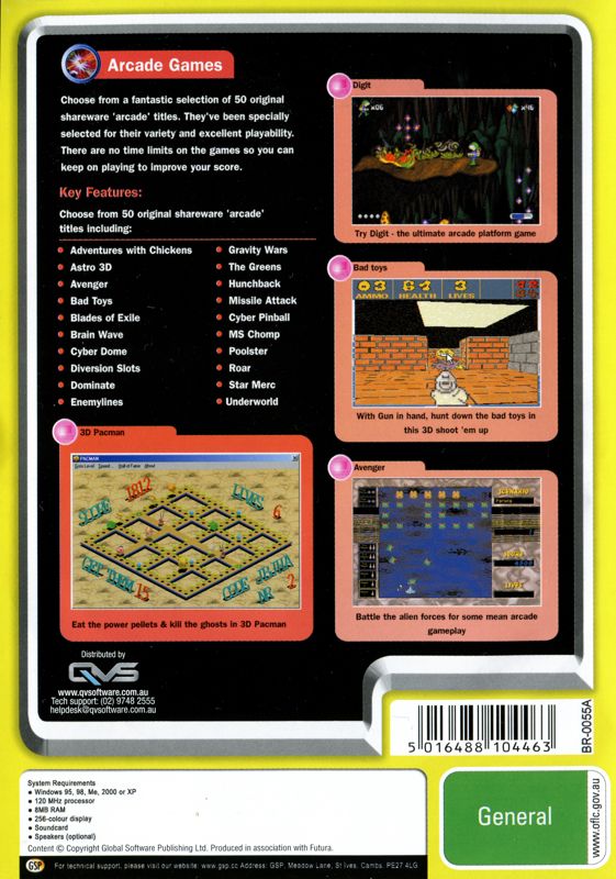 Back Cover for Classic Games: Arcade Games (Windows)