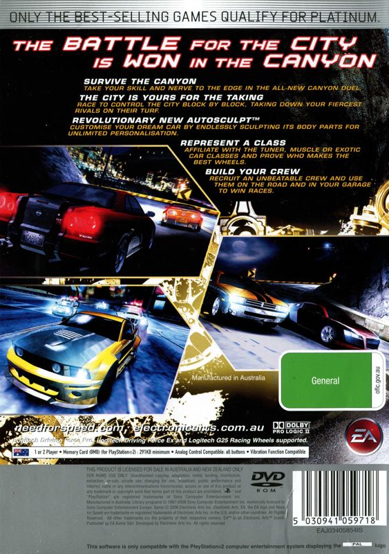 Jaquette/Front-Back Cover Need For Speed Carbon - Sony PlayStation PS2 Version FR