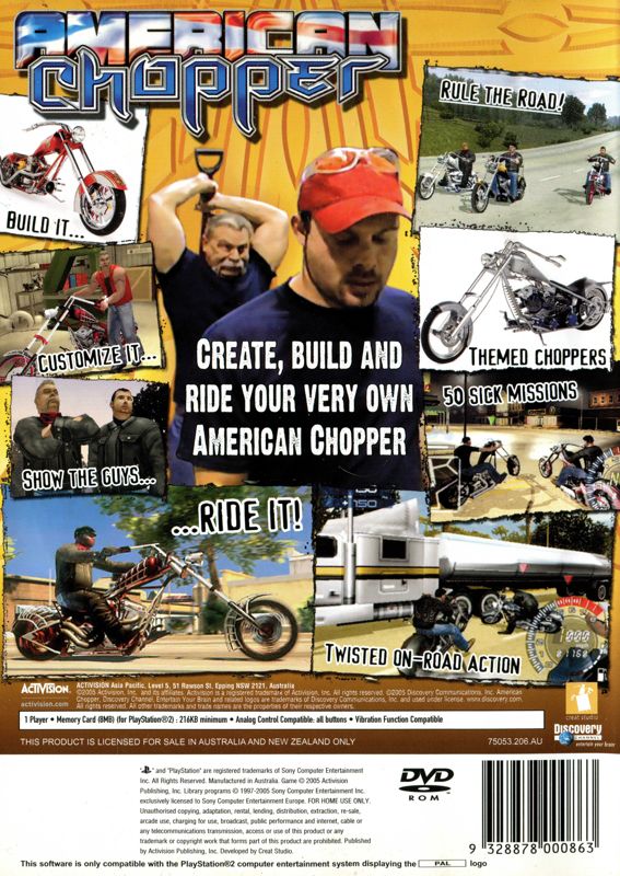 Back Cover for American Chopper (PlayStation 2)