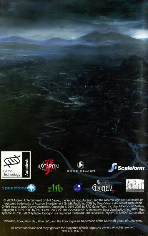 Manual for Sacred 2: Fallen Angel (Xbox 360): Back