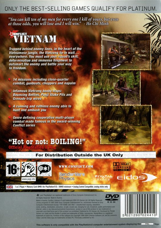 Front Cover for Conflict: Vietnam (PlayStation 2) (Platinum release)