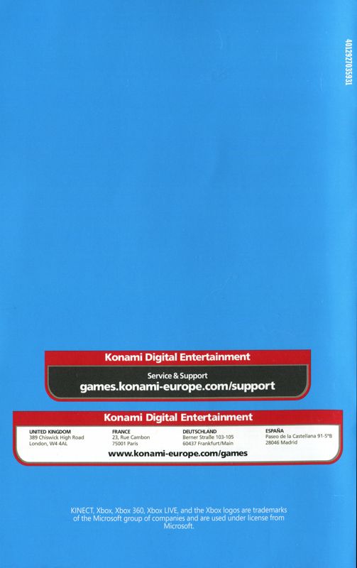 Manual for PES 2012: Pro Evolution Soccer (Xbox 360): Back