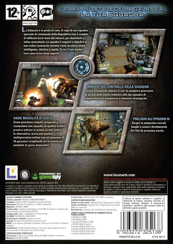 Back Cover for Star Wars: Republic Commando (Windows)