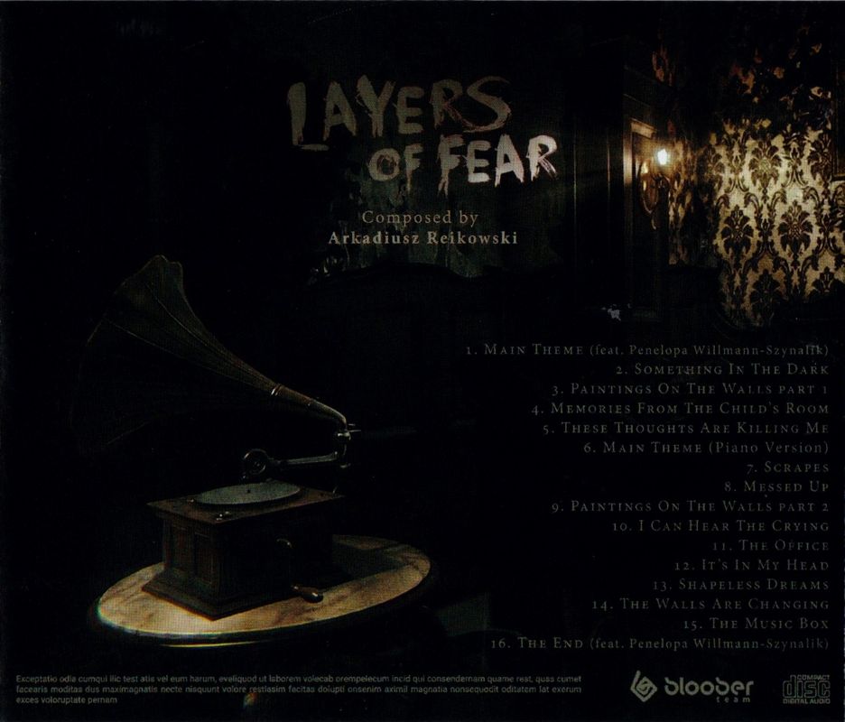 Soundtrack for Layers of Fear: Legacy (Limited Run Edition) (Nintendo Switch): Jewel Case - Back