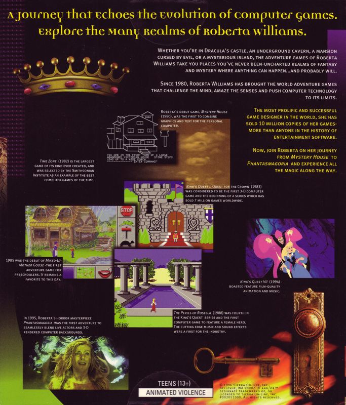Back Cover for The Roberta Williams Anthology (DOS and Windows and Windows 3.x)