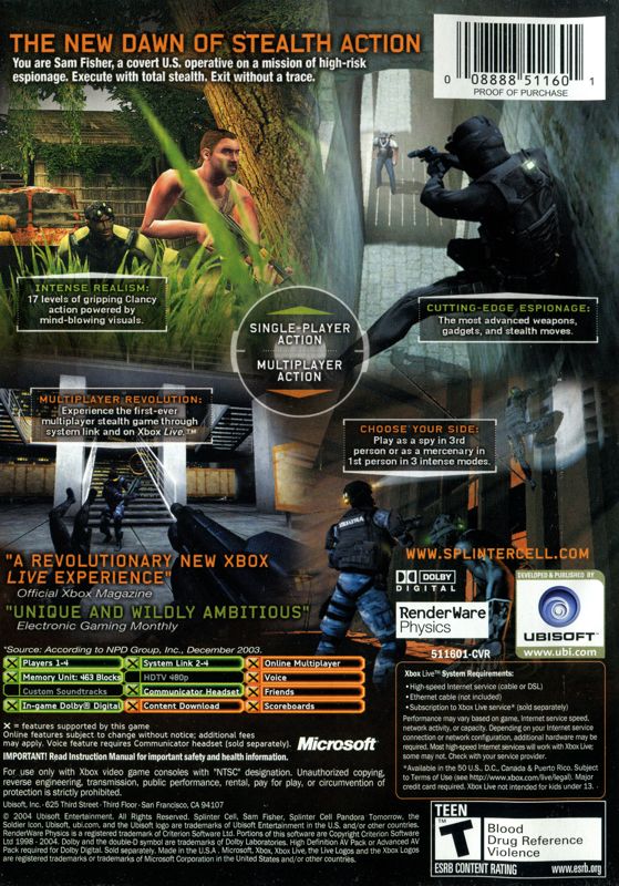 Tom Clancy's Splinter Cell: Pandora Tomorrow official promotional image -  MobyGames