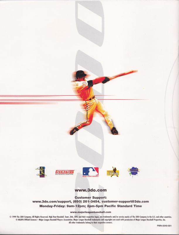 Manual for High Heat Baseball 2000 (Windows): Back