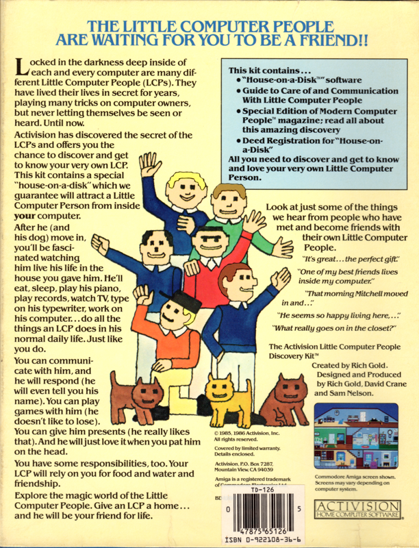 Back Cover for Little Computer People (Apple II)