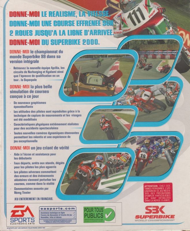 Back Cover for Superbike 2000 (Windows)
