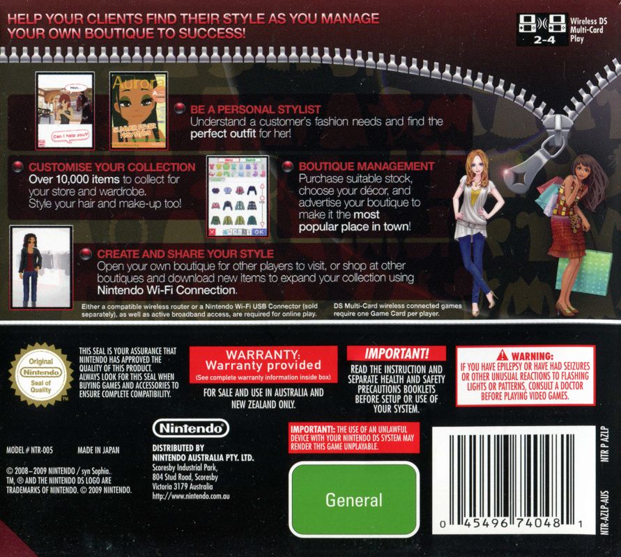 Back Cover for Style Savvy (Nintendo DS)