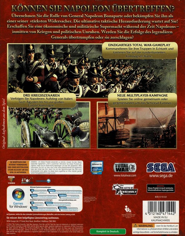Back Cover for Napoleon: Total War (Windows) (Software Pyramide release)