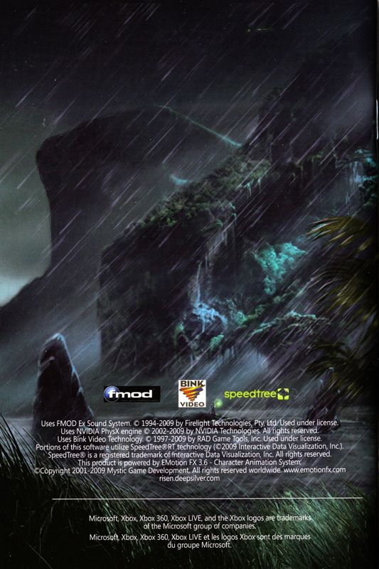Manual for Risen (Xbox 360): Back