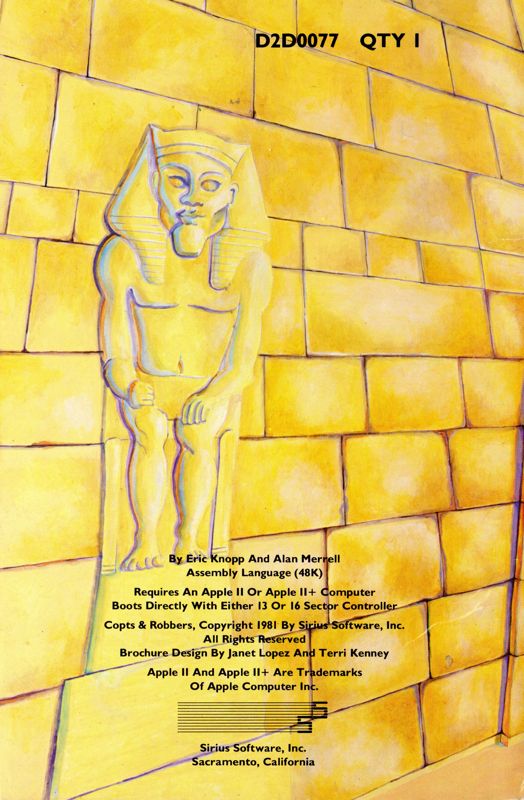 Back Cover for Copts & Robbers (Apple II)