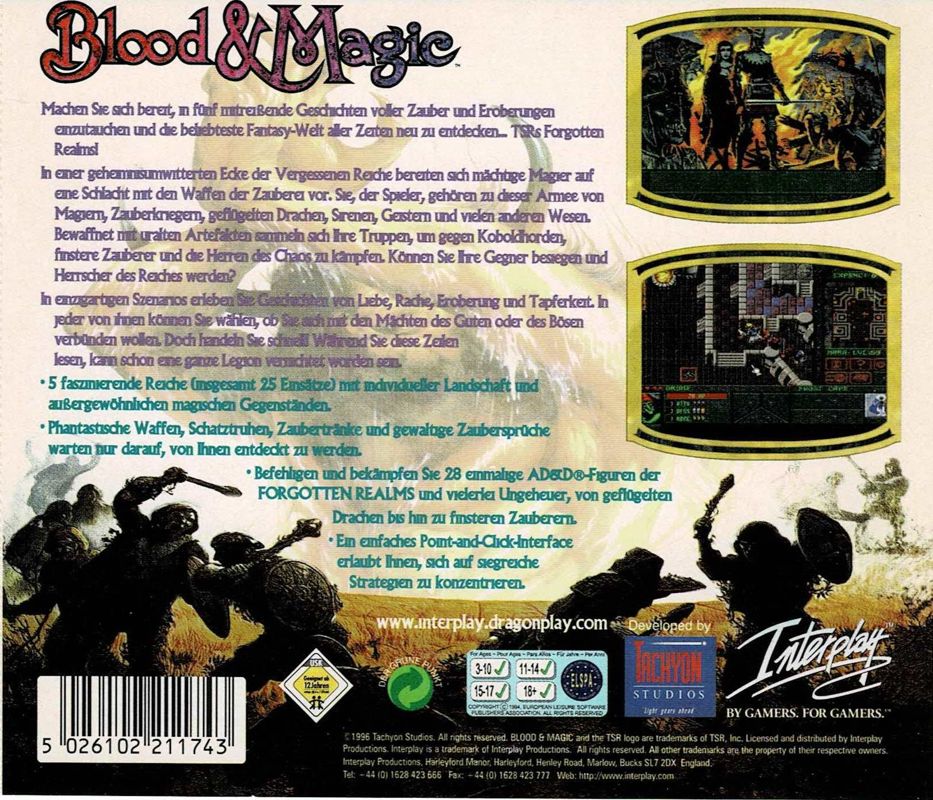 Back Cover for Blood & Magic (DOS) (Budget release)