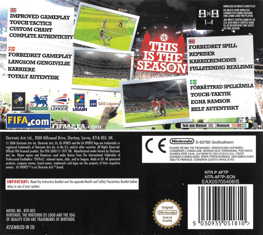 Back Cover for FIFA Soccer 07 (Nintendo DS)