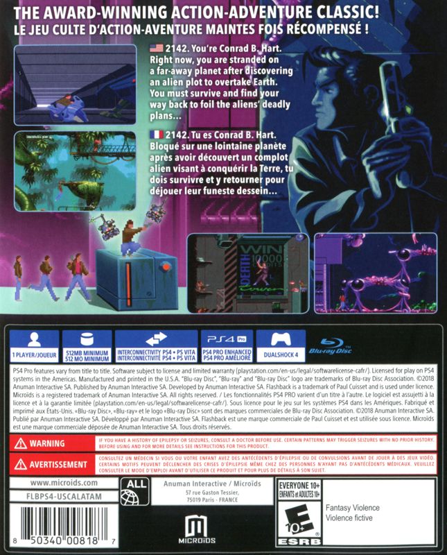 Back Cover for Flashback (PlayStation 4)