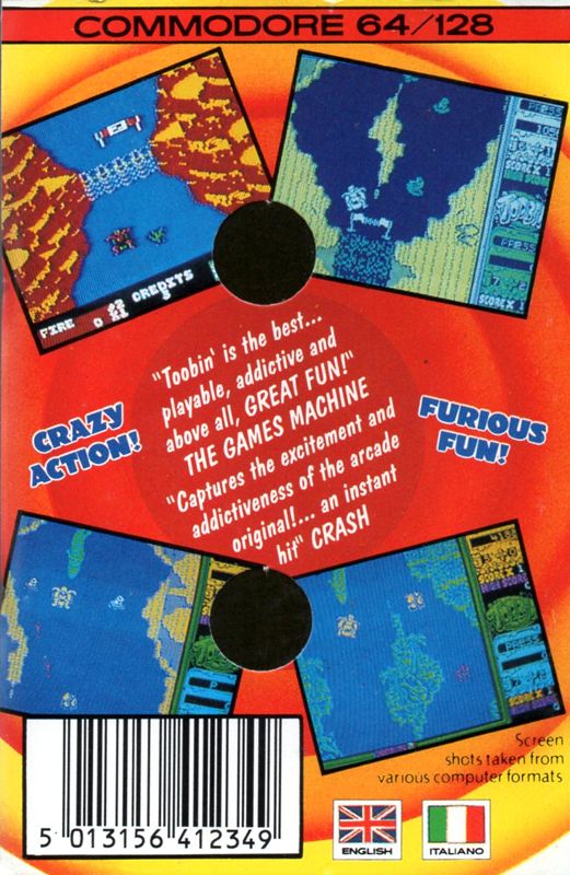 Back Cover for Toobin' (Commodore 64) (Budget re-release)