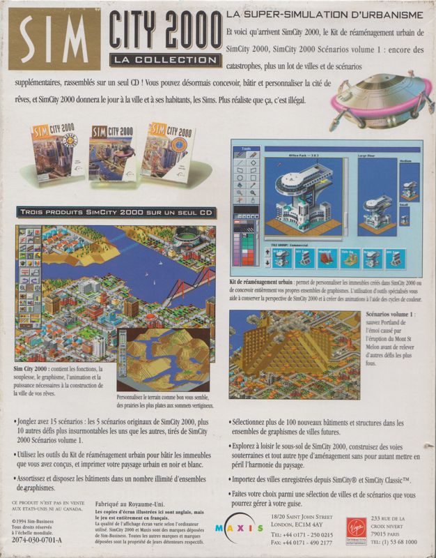 Back Cover for SimCity 2000: CD Collection (DOS) (Includes a special offer: a chance to win a professional NEC printer)