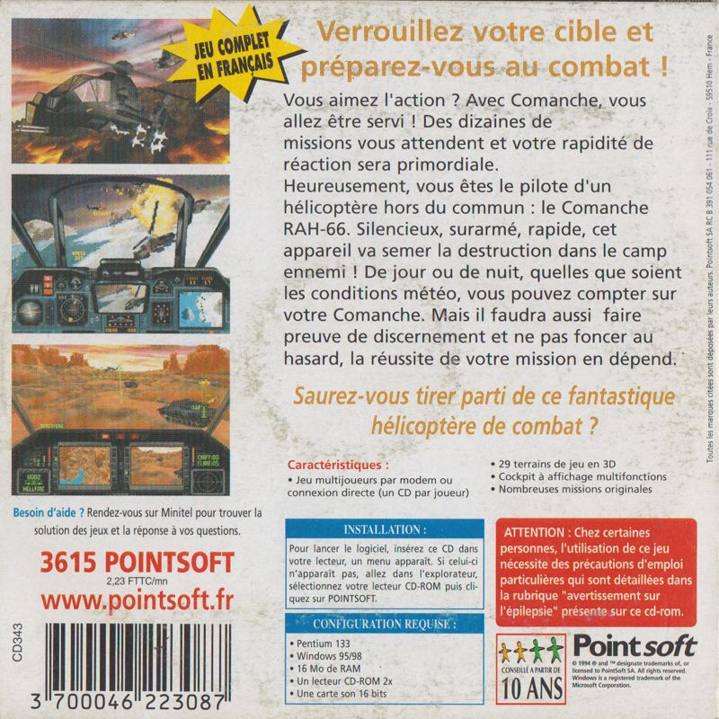 Back Cover for Comanche 2 (DOS) ("Les Grands Jeux #2" release (Pointsoft 2000))