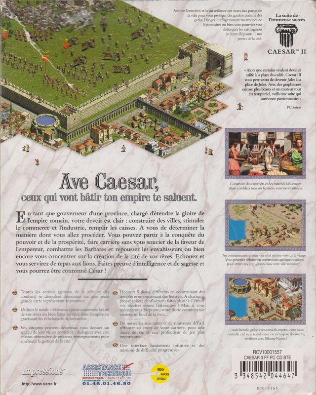 Back Cover for Caesar III (Windows) (Full French version (S0013167))