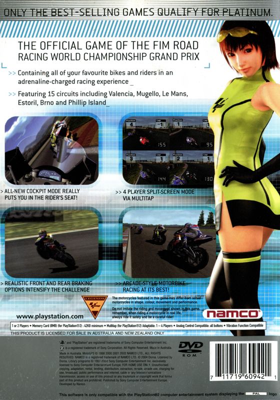 Back Cover for MotoGP 3 (PlayStation 2) (Platinum release)