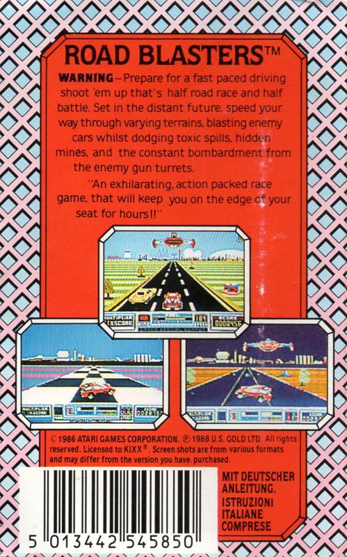 Back Cover for RoadBlasters (Commodore 64) (Budget re-release)