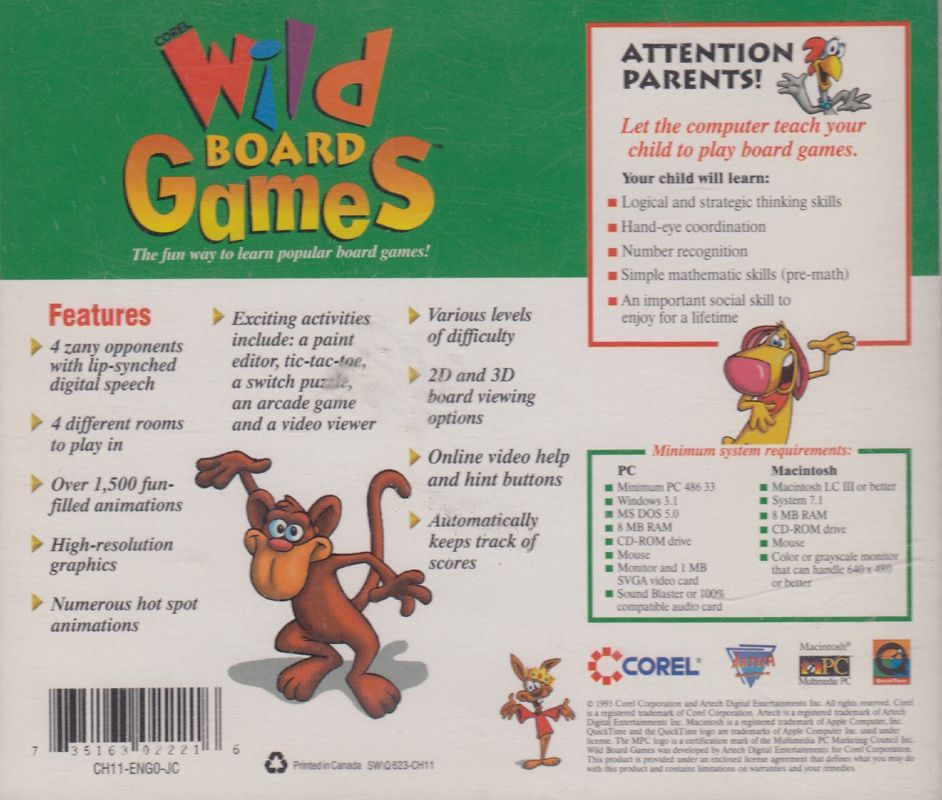 Corel Wild Board Games cover or packaging material MobyGames