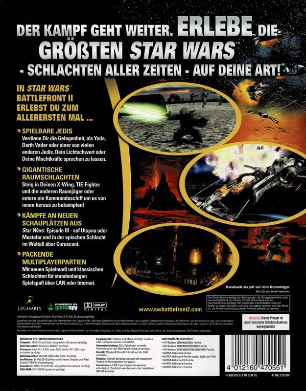 material or Star Wars: MobyGames II - Battlefront cover packaging