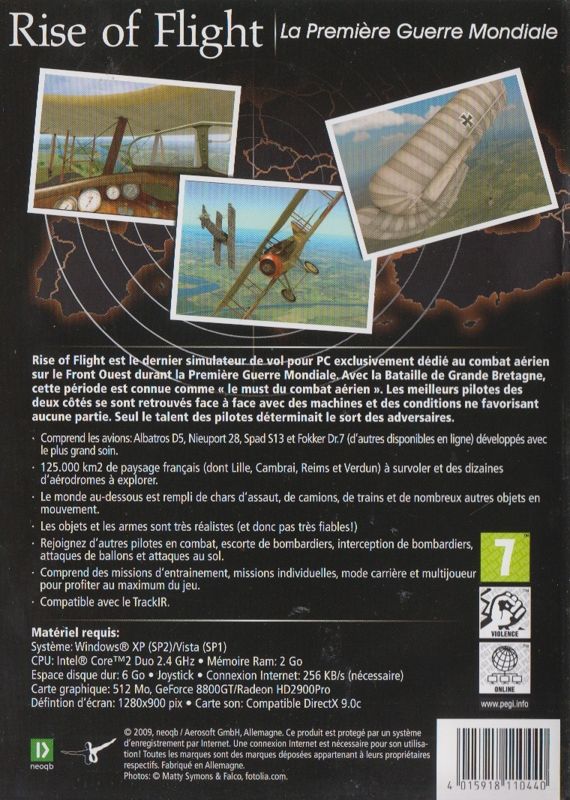 Back Cover for Rise of Flight: The First Great Air War (Windows) (Version 1.007 multi-language release)