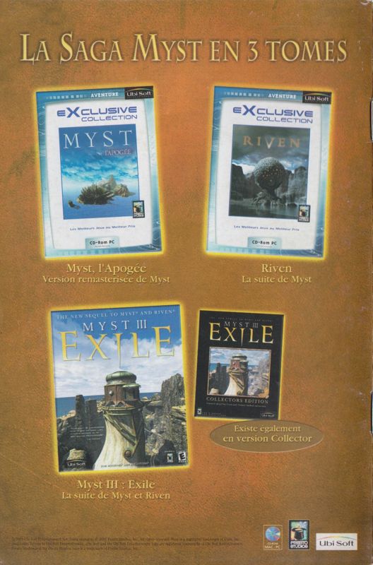 Extras for Myst III: Exile (Collector's Edition) (Macintosh and Windows): Making-of Booklet - Back (8 pages)
