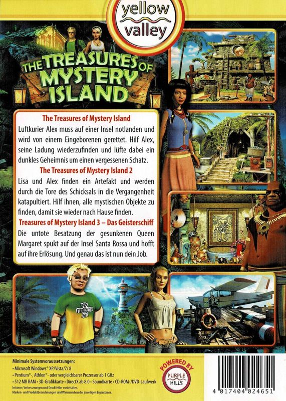 Back Cover for The Treasures of Mystery Island: Vol 1–3 (Windows) (Yellow Valley release)