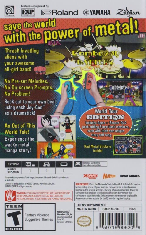 Back Cover for Gal Metal: World Tour Edition (Nintendo Switch)