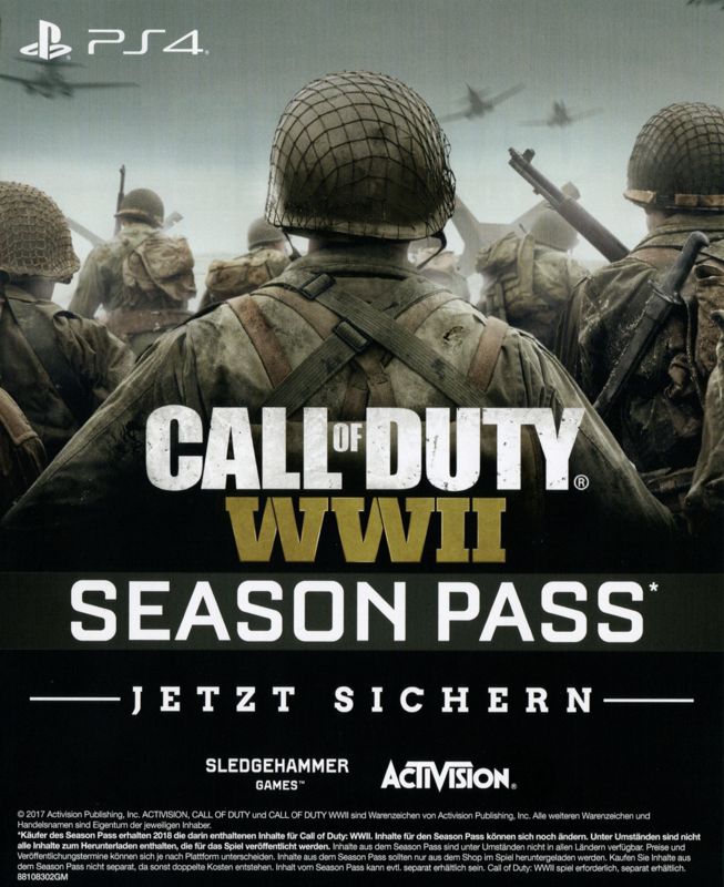 Advertisement for Call of Duty: WWII (PlayStation 4): Flyer - Season Pass - Front