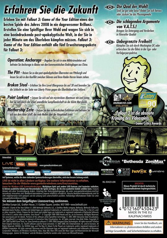 Other for Fallout 3: Game of the Year Edition (Windows) (Software Pyramide release): Keep Case - Back
