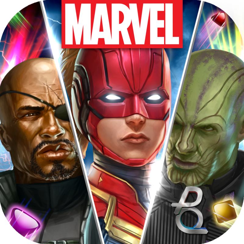 Front Cover for Marvel Puzzle Quest (iPad and iPhone): R172 release (Captain Marvel)