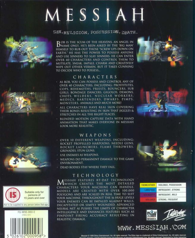 Back Cover for Messiah (Windows)