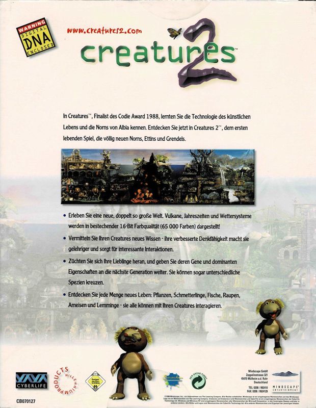 Back Cover for Creatures 2 (Windows)