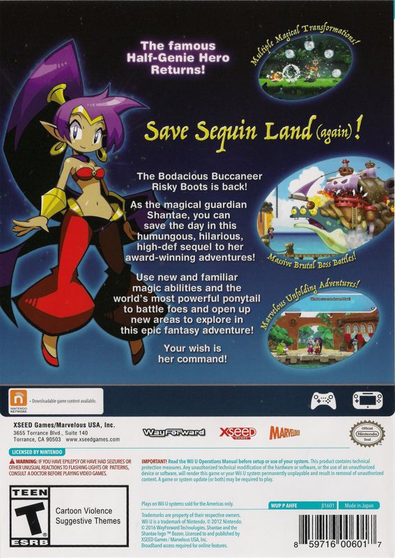 Other for Shantae: 1/2 Genie Hero (Risky Beats Edition) (Wii U): Keep case back